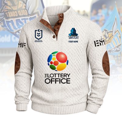 Gold Coast Titans NRL Custom Name Men?s Button Corduroy Pullover Sweatshirt