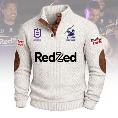 Melbourne Storm NRL Custom Name Men?s Button Corduroy Pullover Sweatshirt