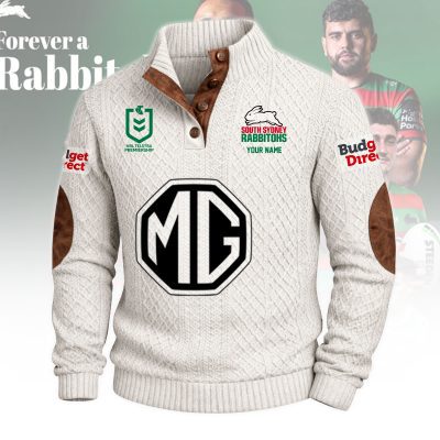 South Sydney Rabbitohs NRL Custom Name Men?s Button Corduroy Pullover Sweatshirt