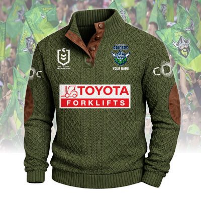Canberra Raiders NRL Custom Name Men?s Button Corduroy Pullover Sweatshirt