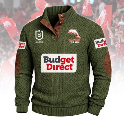 Dolphins NRL NRL Custom Name Men?s Button Corduroy Pullover Sweatshirt