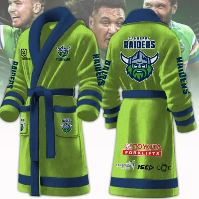 NRL Canberra Raiders Custom Name New Version Fleece Bathrobe