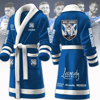 NRL Canterbury-Bankstown Bulldogs Custom Name New Version Fleece Bathrobe