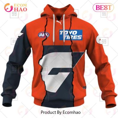 AFL Greater Western Sydney Giants Custom Name Number 2023 Mix Guernsey Pullover Hoodie