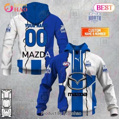 AFL North Melbourne Kangaroos Custom Name Number 2023 Mix Guernsey Pullover Hoodie