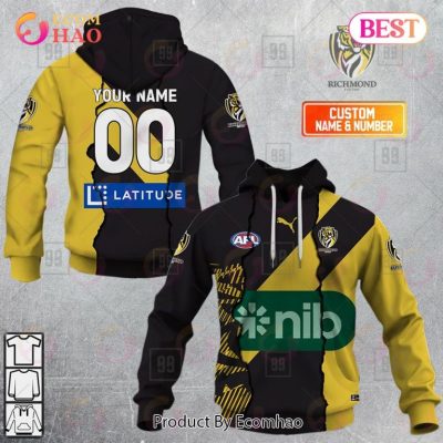 AFL Richmond Tigers Custom Name Number 2023 Mix Guernsey Pullover Hoodie