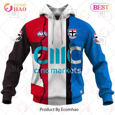 AFL St Kilda Saints Custom Name Number 2023 Mix Guernsey Pullover Hoodie