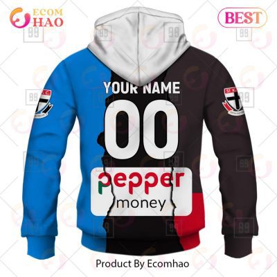 AFL St Kilda Saints Custom Name Number 2023 Mix Guernsey Pullover Hoodie