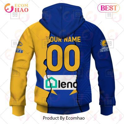 AFL West Coast Eagles Custom Name Number 2023 Mix Guernsey Pullover Hoodie
