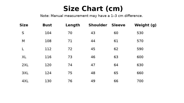 Size Chart - demo10