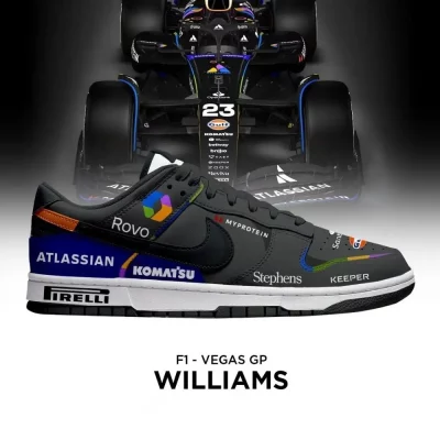 Williams Vegas GP F1 Special Air Jordan 1 Low - CarRacing shoes