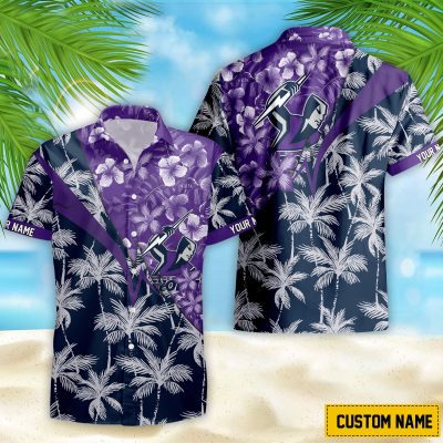 NRL Melbourne Storm Custom Name Flower Mix team color Hawaiian Shirt