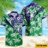 NRL New Zealand Warriors Custom Name Flower Mix team color Hawaiian Shirt