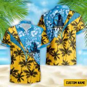 NRL Gold Coast Titans Custom Name Flower Mix team color Hawaiian Shirt