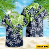 NRL Canberra Raiders Custom Name Flower Mix team color Hawaiian Shirt