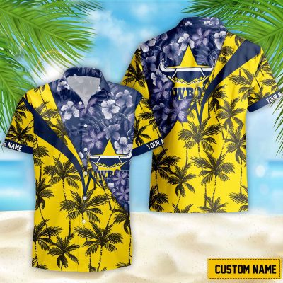 NRL North Queensland Cowboys Custom Name Flower Mix team color Hawaiian Shirt