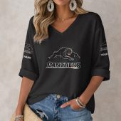 NRL 2026 Penrith Panthers Custom name Long Sleeves V-neck Shirt v2