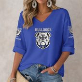 NRL 2026 Canterbury-Bankstown Bulldogs Custom name Long Sleeves V-neck Shirt v2