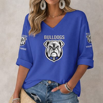 NRL 2026 Canterbury-Bankstown Bulldogs Mix Home & Away Style Long Sleeves V-neck Shirt v2