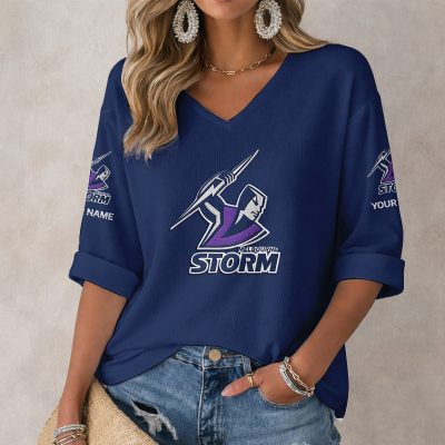 NRL 2026 Melbourne Storm Mix Home & Away Style Long Sleeves V-neck Shirt v2