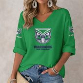 NRL 2026 New Zealand Warriors Custom name Long Sleeves V-neck Shirt v2