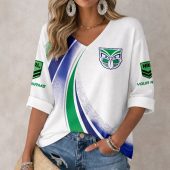 NRL 2026 New Zealand Warriors Custom name White Mix Color team Long Sleeves V-neck Shirt v3