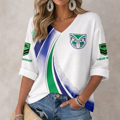 NRL 2026 New Zealand Warriors Mix Home & Away Style Long Sleeves V-neck Shirt v3