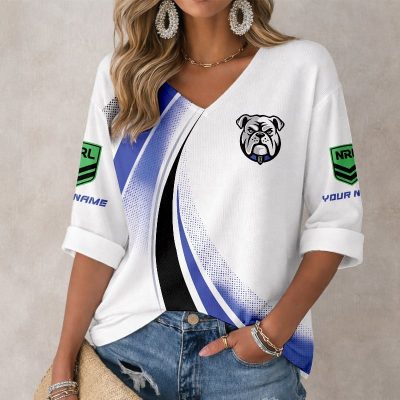 NRL 2026 Canterbury-Bankstown Bulldogs Mix Home & Away Style Long Sleeves V-neck Shirt v3