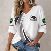 NRL 2026 Penrith Panthers Custom name White Mix Color team Long Sleeves V-neck Shirt v3