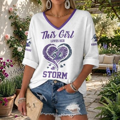 NRL 2026 Melbourne Storm Custom name This Girl Loves Her Long Sleeves V-neck Shirt v4