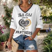 NRL 2026 Penrith Panthers Custom name This Girl Loves Her Long Sleeves V-neck Shirt v4