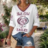 NRL 2026 Manly Warringah Sea Eagles Custom name This Girl Loves Her Long Sleeves V-neck Shirt v4