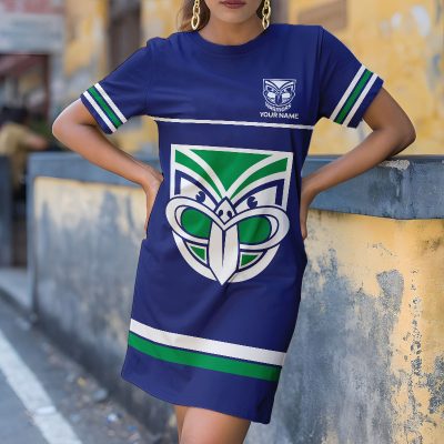 Custom Name NRL New Zealand Warriors T-shirt Dress v1