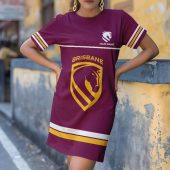 Custom Name NRL Brisbane Broncos T-shirt Dress v1