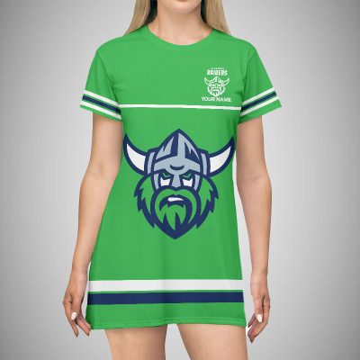 Custom Name NRL Canberra Raiders T-shirt Dress v1