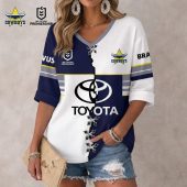 NRL 2026 North Queensland Cowboys Mix Home & Away Style Long Sleeves V-neck Shirt v1