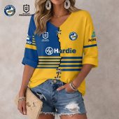 NRL 2026 Parramatta Eels Mix Home & Away Style Long Sleeves V-neck Shirt v1