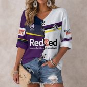 NRL 2026 Melbourne Storm Mix Home & Away Style Long Sleeves V-neck Shirt v1