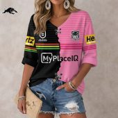 NRL 2026 Penrith Panthers Mix Home & Away Style Long Sleeves V-neck Shirt v1