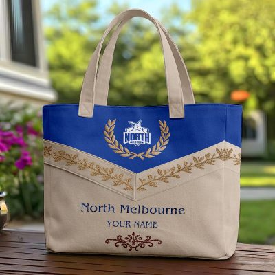 North Melbourne Kangaroos AFL Custom name Quilted Tote Bag v2