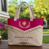 Brisbane Lions AFL Custom name Quilted Tote Bag v2