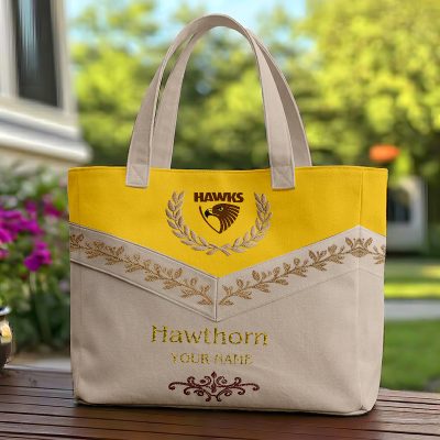 Hawthorn Hawks AFL Custom name Quilted Tote Bag v2