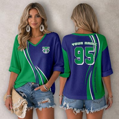 NRL New Zealand Warriors Personalized Long Sleeves V-neck Shirt v5