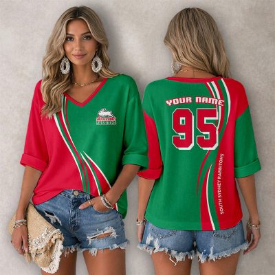 NRL South Sydney Rabbitohs Personalized Long Sleeves V-neck Shirt v5
