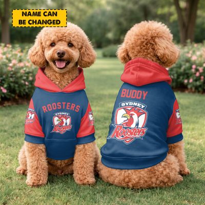 Custom Name NRL Sydney Roosters PET Hoodie v1