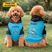 Custom Name NRL Cronulla-Sutherland Sharks PET Hoodie v1