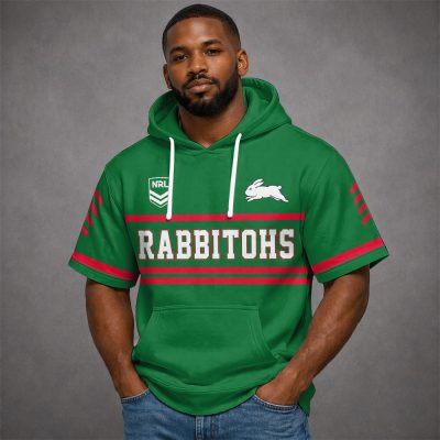 Custom Name NRL South Sydney Rabbitohs Short Sleeves Hoodie v1