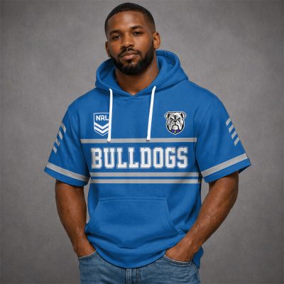 Custom Name NRL Canterbury-Bankstown Bulldogs Short Sleeves Hoodie v1