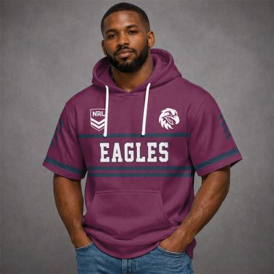 Custom Name NRL Manly Warringah Sea Eagles Short Sleeves Hoodie v1