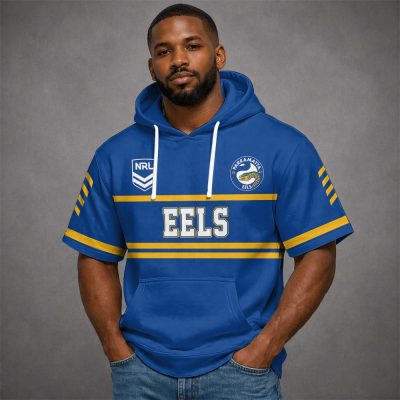 Custom Name NRL Parramatta Eels Short Sleeves Hoodie v1